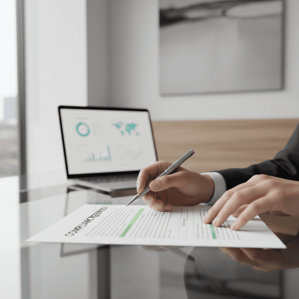 Professional reviewing property documents at desk