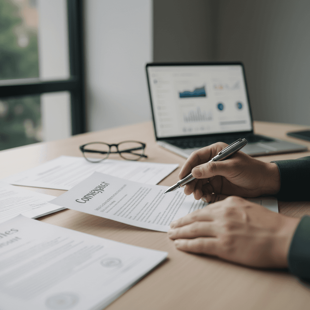 Professional reviewing property documents with clarity and care